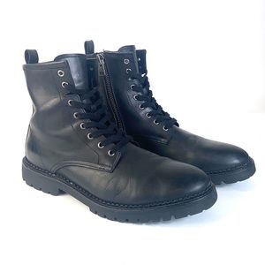 All Saints Black Leather Combat Boots